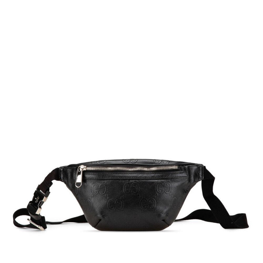 GUCCI Authentic Black Leather Fanny Pack